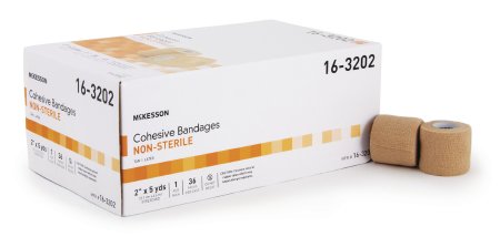 McKesson McKesson Cohesive Bandage 2 Inch X 5 Yard Standard Compression Self-adherent Closure Tan NonSterile - 16-3202