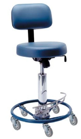 Pedigo Products - Surgeon Stool Backrest Pneumatic Height Adjustment 5 Casters Black - P-6000-BLK