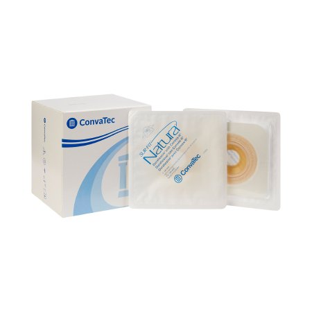 Sur-Fit Natura - Ostomy Barrier Precut, Extended Wear Durahesive White Tape 45 mm Flange SUR-FIT Natura System Hydrocolloid 1 Inch Opening 4-1/2 X 4-1/2 Inch - 413181