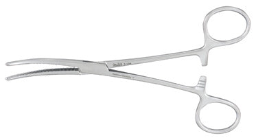 Miltex Miltex Hemostatic Forceps Rochester-Pean 12 Inch OR Grade Stainless Steel (German) NonSterile Ratchet Lock Finger Ring Handle Curved Serrated Tip - 7-148