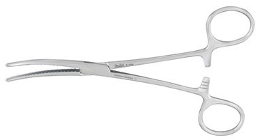 Miltex - Hemostatic Forceps Rochester-Pean 12 Inch Length OR Grade German Stainless Steel NonSterile Ratchet Lock Finger Ring Handle Curved Serrated Tip - 7-148