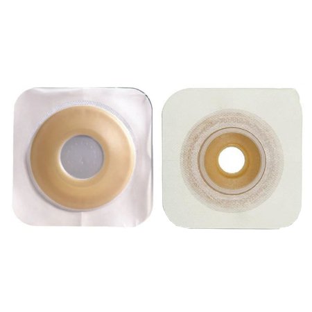 Sur-Fit Natura - Ostomy Barrier Precut, Extended Wear Durahesive White Tape 57 mm Flange System Hydrocolloid 1-1/2 Inch Opening 5 X 5 Inch - 413185
