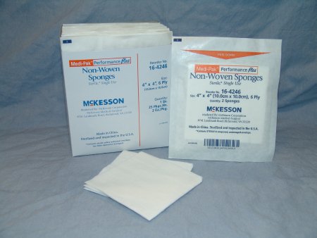 McKesson McKesson NonWoven Sponge Polyester / Rayon 6-Ply 4 X 4 Inch Square Sterile - 16-4246