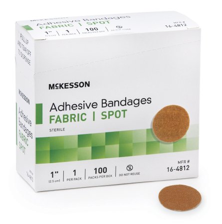 McKesson McKesson Adhesive Spot Bandage 1 Inch Fabric Round Tan Sterile - 16-4812