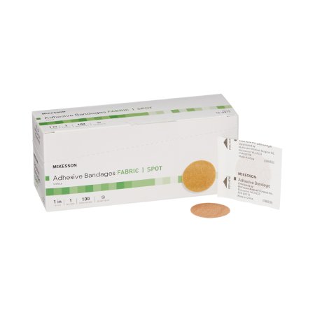 McKesson - Adhesive Spot Bandage 1 Inch Fabric Round Tan Sterile - 16-4812