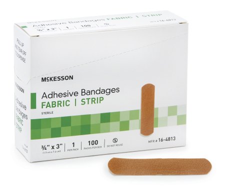 McKesson McKesson Adhesive Strip 3/4 X 3 Inch Fabric Rectangle Tan Sterile - 16-4813