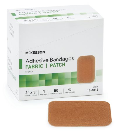 McKesson McKesson Adhesive Strip 2 X 3 Inch Fabric Rectangle Tan Sterile - 16-4816