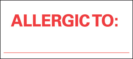 Precision Dynamics Barkley Pre-Printed Label Allergy Alert Allergic To: White 1 X 2-1/4 Inch - N-14