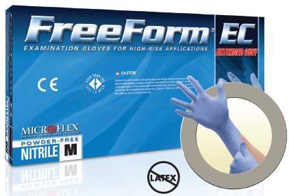 FreeForm EC - Exam Glove Large NonSterile Nitrile Extended Cuff Length Textured Fingertips Blue Not Chemo Approved - FFE-775-L