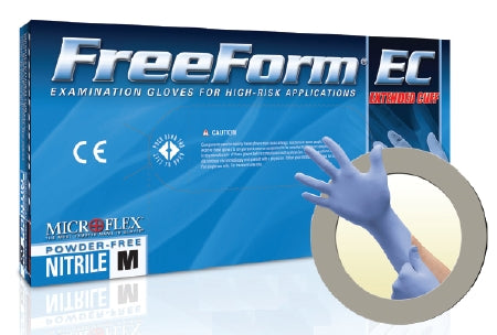 Microflex Medical FreeForm EC Exam Glove Medium NonSterile Nitrile Standard Cuff Length Textured Fingertips Blue Not Chemo Approved - FFE-775-