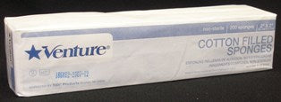 Tidi Products Venture NonWoven Sponge Cotton Filled 8-Ply 3 X 3 Inch Square NonSterile - 908223
