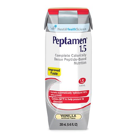 Nestle Healthcare Nutrition Peptamen 1.5 Oral Supplement / Tube Feeding Formula Vanilla Flavor 250 mL Carton Ready to Use - 798716181907