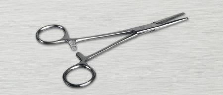 Medline - Hemostatic Forceps Kelly 5-1/2 Inch Length Floor Grade Stainless Steel Sterile Ratchet Lock Finger Ring Handle Straight Serrated Tips - DYNJ04048