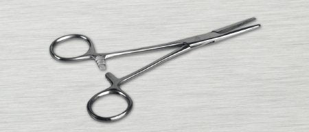 Medline - Hemostatic Forceps Kelly 5-1/2 Inch Length Floor Grade Stainless Steel Sterile Ratchet Lock Finger Ring Handle Straight Serrated Tips - DYNJ04048