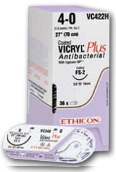 Coated Vicryl Plus - Antibacterial Suture without Needle Braided Polyglactin 910 with Irgacare MP Antibacterial Suture Absorbable Coated Size 2 - 0 18 Inch Suture - VCP105G