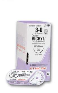Coated Vicryl Plus - Antibacterial Suture without Needle Braided Polyglactin 910 with Irgacare MP Antibacterial Suture Absorbable Coated Size 2 - 0 18 Inch Suture - VCP111G
