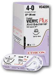 Coated Vicryl Plus - Antibacterial Suture without Needle Braided Polyglactin 910 with Irgacare MP Antibacterial Suture Absorbable Coated Size 0 18 Inch Suture - VCP112G
