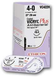 Coated Vicryl Plus - Antibacterial Suture without Needle Braided Polyglactin 910 with Irgacare MP Antibacterial Suture Absorbable Coated Size 2 - 0 54 Inch Suture - VCP615H