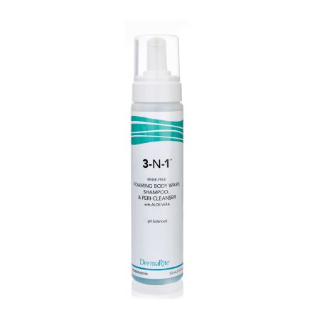 DermaRite 3-N-1 - Rinse-Free Body Wash Foaming 7.5 oz. Pump Bottle Mild Scent - 00190