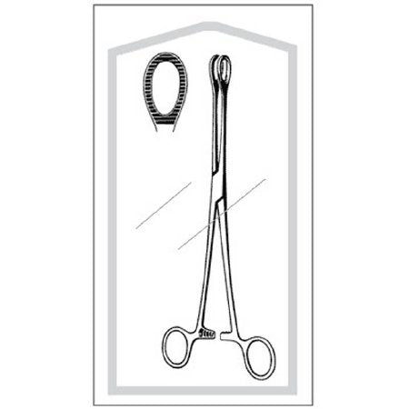 Sklar Econo Sponge Forceps Foerster-Ballenger 9-1/2 Inch Floor Grade Stainless Steel Sterile Ratchet Lock Finger Ring Handle Straight Serrated Fenestrated Oval Tips - 96-2533
