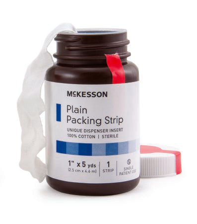 McKesson - Wound Packing Strip Plain Cotton Non-impregnated Large 1 Inch X 5 Yard 1 Count Sterile - 61-59320