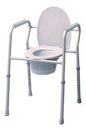 Graham-Field - 3-in-1 Commode Chair Fixed Arm Steel Frame Back Bar 14 Inch Seat Width - 7103A-4