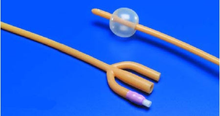 Cardinal Dover Foley Catheter 3-Way Standard Tip 30 cc Balloon 20 Fr. Silicone Elastomer Coated Latex - 8887689209
