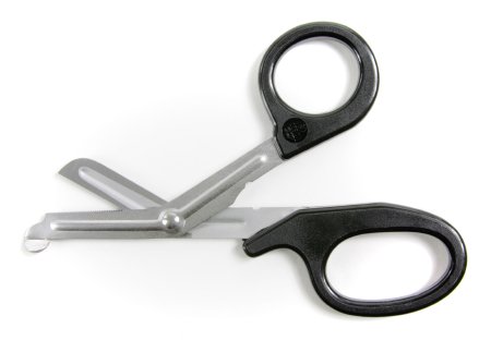McKesson McKesson Utility Scissors 7-1/4 Inch Office Grade Stainless Steel / Plastic NonSterile Finger Ring Handle Angled Blunt/Blunt - 01-320BKG