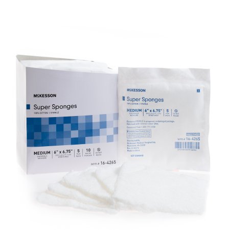 McKesson McKesson Fluff Dressing Cotton 6 X 6-3/4 Inch Rectangle Sterile - 16-42626