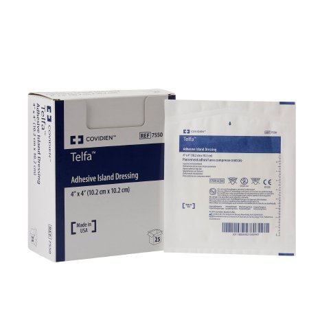 Telfa - Adhesive Dressing 4 X 4 Inch Nonwoven Square White Sterile - 7550-