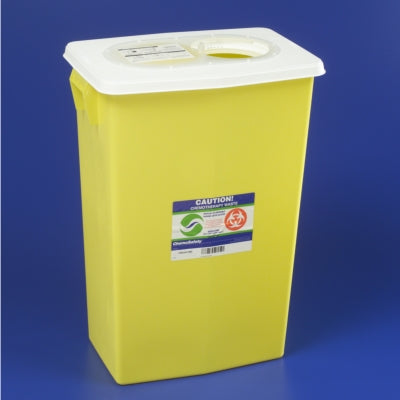 Cardinal SharpSafety Chemotherapy Waste Container 18 Gallon Yellow Vertical Entry Sliding Lid - 8939