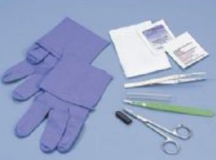 Busse Hospital Disposables - Sharp Debridement Tray One Tray, One Pair Nitrile Gloves, One Alcohol Prep Pad, One PVP Prep Pad, One 4 X 4 Inch Gauze Sponge, One Iris Scissors, One Scalpel, #15 blade, One Metal Insert Forceps - 744