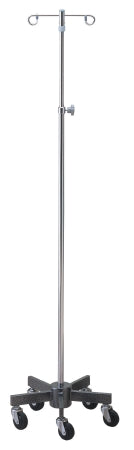 McKesson McKesson Infusion Pump Stand Floor Stand 2-Hook 5-Leg, 3 Inch Rubber Wheel, Ball-Bearing Casters, 16 Inch Diameter Epoxy-Coated Steel Base - 81-43416