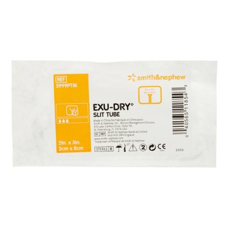EXU-DRY Anti-Shear - Super Absorbent Dressing 2 X 3 Inch Polyethylene / Rayon / Cellulose Slit Tube Sterile - 5999PTM