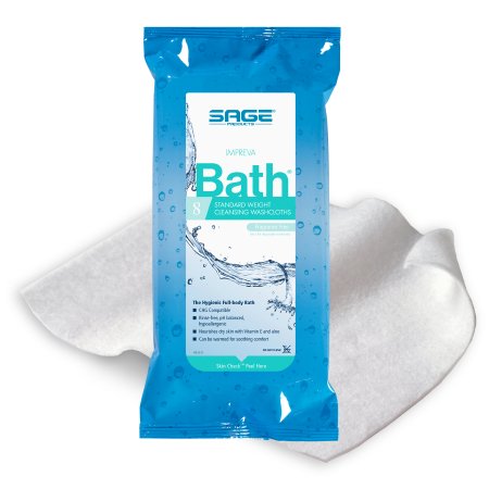 Sage Products Rinse-Free Bath Wipe Impreva Bath Soft Pack Aloe Unscented 8 Count - 7988
