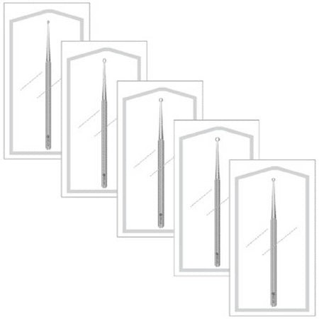 Sklar Sklar Ear Curette Set 5-3/4 Inch Length Single-ended Solid Round Handle Assorted Tip Sizes - 96-1035