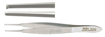 Miltex Miltex Tissue Forceps Lester 3-3/4 Inch OR Grade Stainless Steel (German) NonSterile NonLocking Thumb Handle Straight 2 X 3 Teeth, Serrated Tip - 18-914