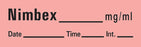 Barkley - Drug Label Anesthesia Label Tape Nimbex_mg/mL Date_Time_Int Fluorescent Red 1/2 X 1-1/2 Inch - AN-25