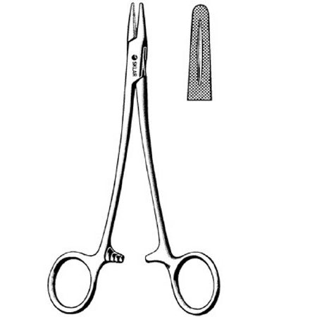 Sklar Needle Holder 9 Inch Straight Serrated Tip Finger Ring Handle - 20-2490