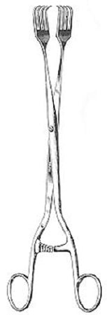 Miltex Forceps 11 Inch Surgical Grade Stainless Steel NonSterile Ratchet Lock Finger Ring Handle Straight 4 X 4 Teeth, Serrated Tip - 30-1150