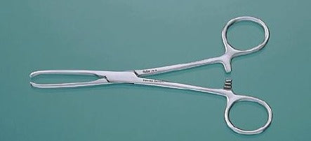 Miltex Miltex Tissue Forceps Allis 6 Inch OR Grade Stainless Steel (German) NonSterile Ratchet Lock Finger Ring Handle Angled 5 X 6 Teeth - 16-22
