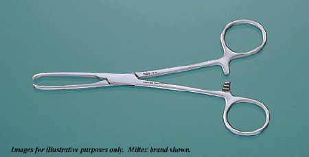 Miltex - Tissue Forceps Allis 6 Inch Length OR Grade German Stainless Steel NonSterile Ratchet Lock Finger Ring Handle Angled 5 X 6 Teeth - 16-22