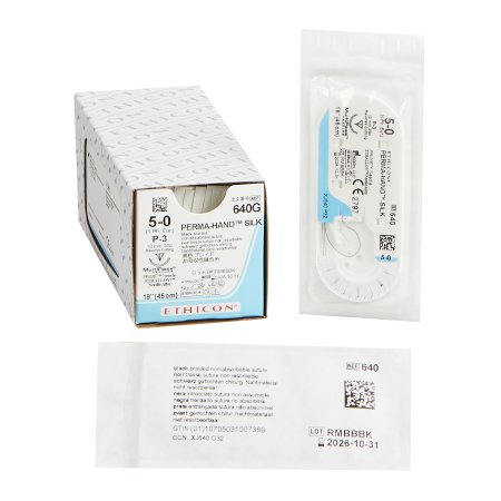 Perma-Hand - Suture with Needle Nonabsorbable Coated Black Suture Braided Silk Size 5 - 0 18 Inch Suture 1-Needle 13 mm Length 3/8 Circle Precision Point - Reverse Cutting Needle - 640G