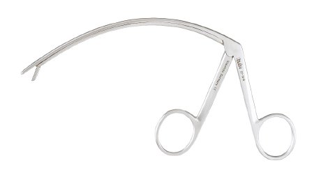 Miltex Tendon Pulling Forceps 5 Inch Surgical Grade Stainless Steel NonSterile NonLocking Finger Ring Handle Curved Alligator Tip - 27-1016