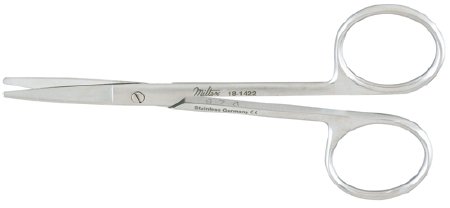 Miltex - Iris Scissors Knapp 4 Inch Length OR Grade German Stainless Steel NonSterile Finger Ring Handle Straight Blade Blunt Tip / Blunt Tip - 18-1422