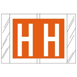 Tabbies - Pre-Printed Label Chart Tab Orange / White H | H White Alpha Series 1 Inch - 82008