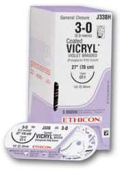 J & J Healthcare Systems Coated Vicryl Suture without Needle Braided Polyglactin 910 Absorbable Coated Size 2 - 0 18 Inch Suture - J645H
