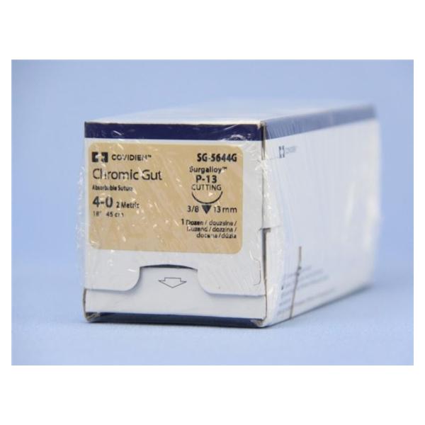 Medtronic MITG-Covidien Suture 4-0 Chromic Gut P-13 Surgigut Undyed 18" Monofilament 12/Pk - SG5644G
