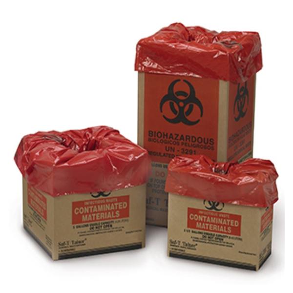 Medegen Medical Products, Container Biohazard Saf-T-Tainer 5Gal Crgtd Crdbrd Symbol Red/Black 25/Ca - 38626