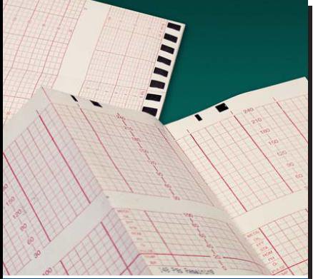 Precision Charts ECG / EEG Recording Paper Thermal 135 mm X 69 Foot Fan-Fold Red Grid - 2157-013A